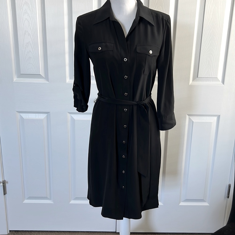 White House Black Market 100% Silk Shirt Dress